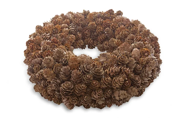 Handmade wreath with larch cones, isolated — Stock Photo, Image