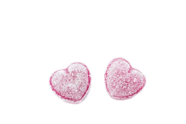 Two heart shaped candies isolated on white — Stock Photo, Image
