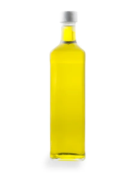 Neue Flasche mit Olivenöl gefüllt, isoliert — Stockfoto