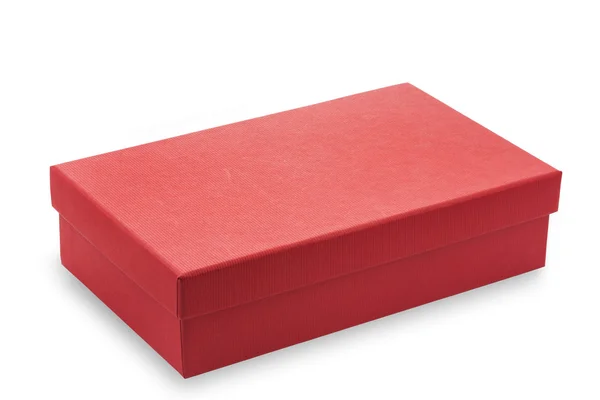 Kotak kardus merah pada latar belakang putih — Stok Foto