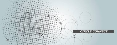 Daire şeklinde daire bağlantısı. Yarım tonluk arkaplan. Yarım ton şeklinde daire çiz. Vektör kapağı