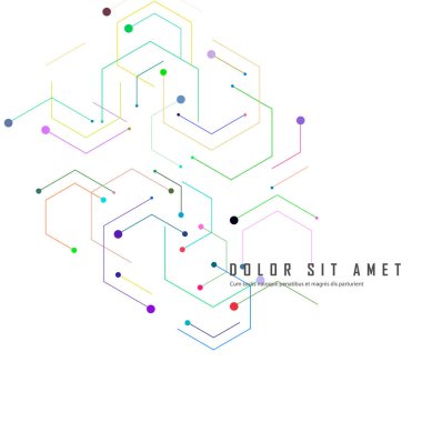 Altıgen bağlantı deseni. Biyoloji, bilim geçmişi. Çember şeklinde. Vektör tasarımı. Bilgi teknolojisi