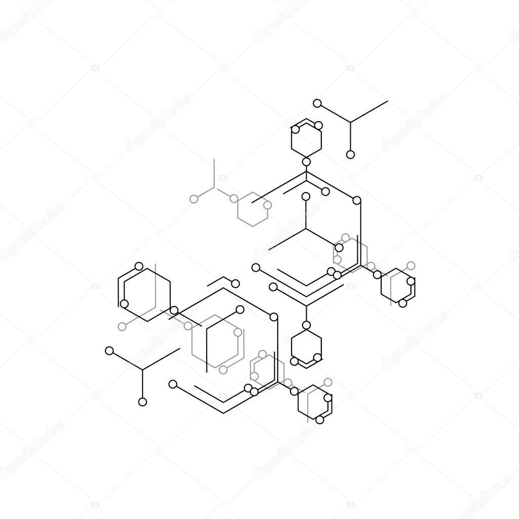 Molecular structure. Vector illustration icon. Design element. Biology science background.
