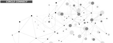 Vektör çizgileri, çemberler, noktalar soyut biçimde birleşiyor. Çember şeklinde. Soyut hareket. Teknoloji soyut sanat geçmişi. Soyut teknik arkaplan