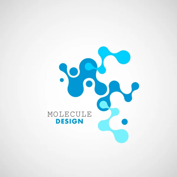 Molecole astratte blu su sfondo bianco. Elementi di design logo vettoriale — Vettoriale Stock