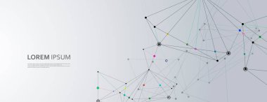 Konsept tasarımı için ağ nokta çizgisi bağlantısı olan çizgi çizgisi deseni. Vektör iş şablonu. Çokgen desen. Dijital grafik. Çokgen ağ. Noktalı çizgi