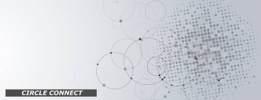 Daire şeklinde daire bağlantısı. Yarım tonluk arkaplan. Yarım ton şeklinde daire çiz. Vektör kapağı
