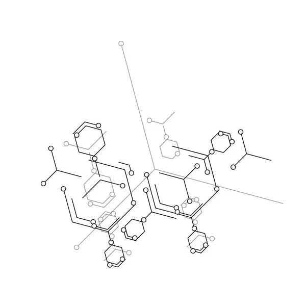 Ilustração abstrata vetorial. Fundo azul. Estrutura molecular —  Vetores de Stock