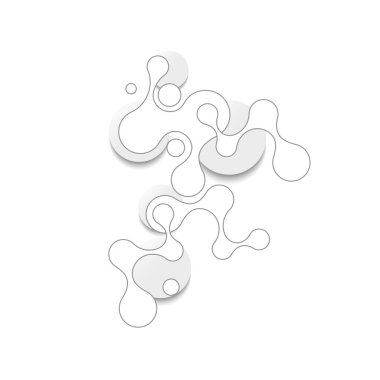 Beyaz zemin üzerinde moleküler yapısı olan modern soyut afiş. Modern vektör illüstrasyonu