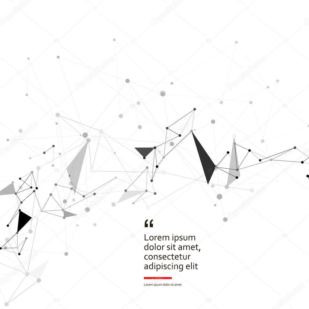 Grey graphic background dots with connections your design. Vector illustration