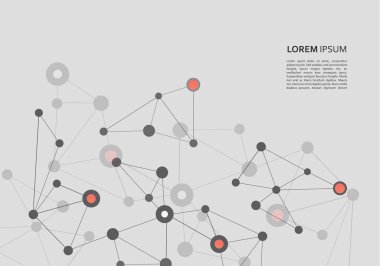 Yapı molekülü ve iletişim DNA, atom, nöronlar. Tasarımın için bilim konsepti. Noktalarla birleştirilmiş çizgiler. Tıp, teknoloji, kimya, bilim geçmişi. Vektör illüstrasyonu