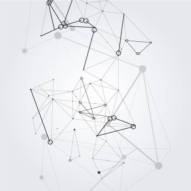 Beyaz arka planda sosyal bağlantı şekilleri olan çizgi sanat şablonu. Soyut teknoloji geçmişi. Sosyal medya konsepti. İş teknolojisi konsepti. Vektör tasarım şablonu