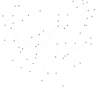 Siyah şebeke noktaları olan çizgi çizimleri. Veri bilimi kavramı. İnternet teknolojisi. Soyut geometrik arkaplan. Tasarım elemanı. Vektör tasarımı. İş konsepti