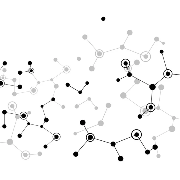 Noktalı siyah moleküller beyaz arkaplan — Stok Vektör