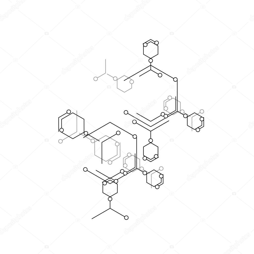 Molecular structure. Vector illustration icon. Design element. Biology science background.