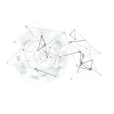Soyut geometrik arkaplan. 3D sosyal ağ sembolü. Vektör tasarımı. Genel ağ bağlantısı. Bağlantı geometrik arkaplanı. Tasarım elemanı. Vektör çizimi