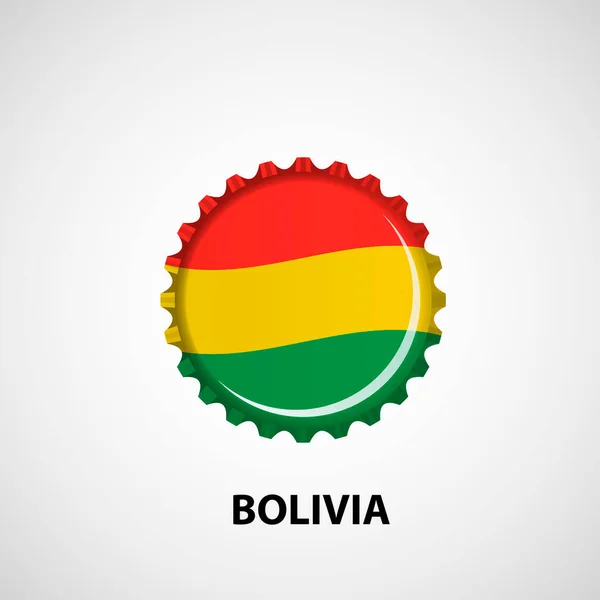 Drapeau bouchon de bouteille sur fond blanc. Bolivie drapeau arrière-plan. Illustration vectorielle isolée abstraite — Image vectorielle