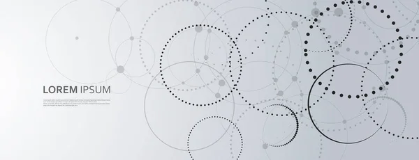 Schwarz verbinden gepunkteten Kreis in modernem Stil auf Halbtonhintergrund. Kommunikationsnetzwerk. Abstraktes Hintergrundbanner. Moderne Vektorillustration — Stockvektor