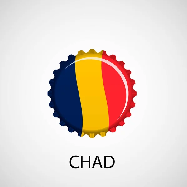 Tapa de botella bandera sobre fondo blanco. Fondo de la bandera Chad. Ilustración vectorial aislada abstracta — Vector de stock