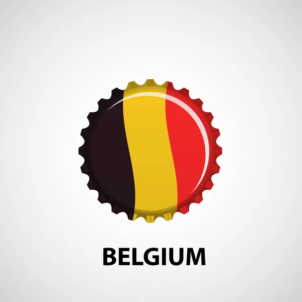 Tapa de botella bandera sobre fondo blanco. Fondo de bandera de Bélgica. Ilustración vectorial aislada abstracta — Vector de stock