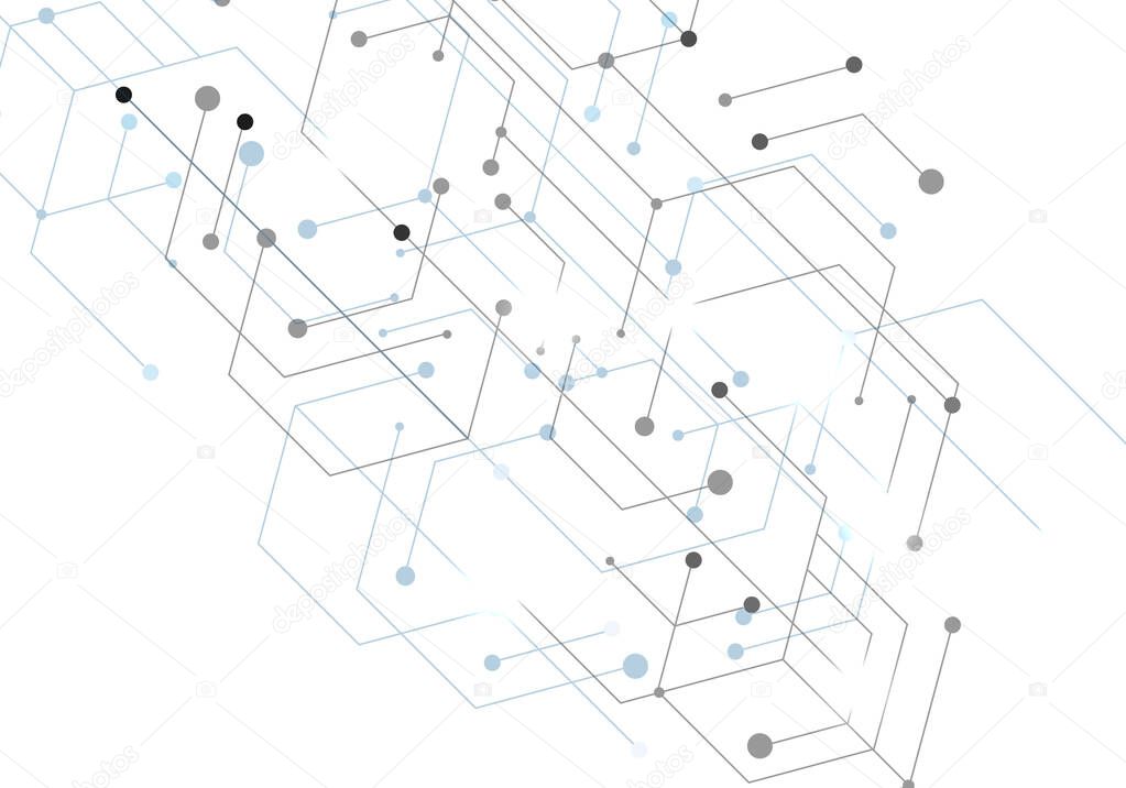 Hexagon technology connect in modern style on white background. Internet connection network high digital technology. Abstract background technology graphic design. Vector template