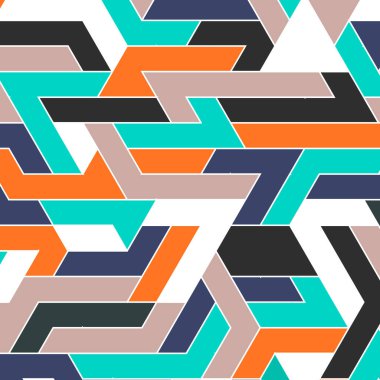 Vektör soyut mozaik şekiller. Vektör geometrik duvar kağıdı şablonu. Malzeme tasarımı arkaplanı. Kartvizit düzeni