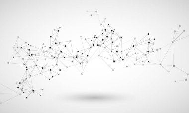 Vektör ağ tasarımı dijital element. Geometrik grafik çizim arkaplanı. Çizgileri ve noktaları birleştir