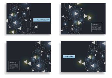 Kartvizit. Genel ağ bağlantısı. Geometrik arkaplan. Teknoloji ağı vektör illüstrasyonu. Arkaplan çizimi. Web tasarımı