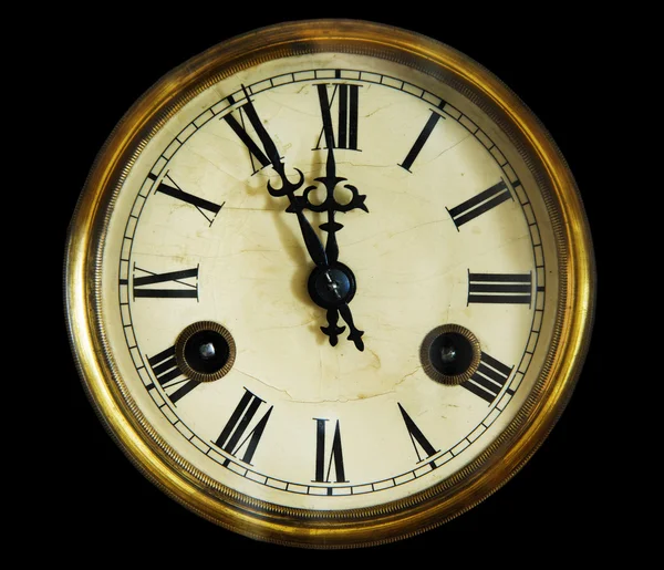 Quadrante dell'orologio vintage, isolato su sfondo nero . — Foto Stock