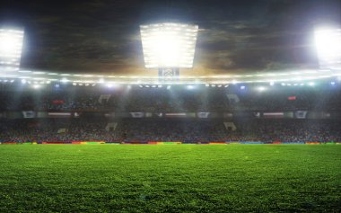 Güneşli bir günde spor ve konserler için stadyum boş