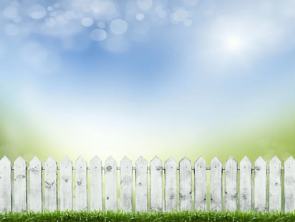 Springold white fence — Stock Photo, Image