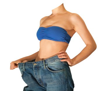 Kız kilo kaybettikten sonra kot pantolon