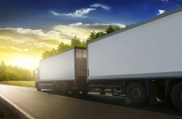 Truck trailer on the highway