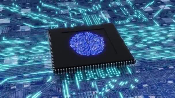Mikroprocessor med elektronisk hjärna — Stockvideo