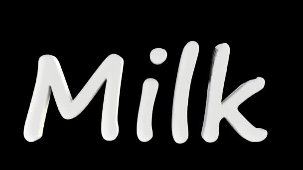Palavra de leite enche progressivamente — Vídeo de Stock