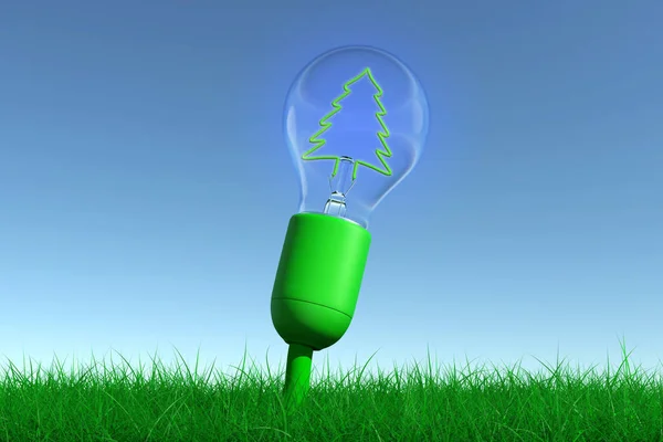 Sürdürülebilir Enerji Kavramını Simüle Etmek Için Çam Biçimli Yeşil Lifli — Stok fotoğraf