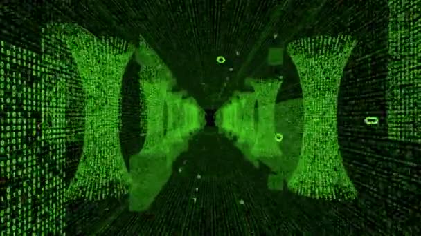 バイナリコードの正方形トンネル — ストック動画
