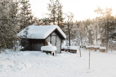Kiruna Lapland İsveç'te kış manzarası