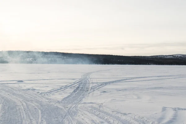 Paisagem de inverno em Kiruna Lapland Suécia — Fotografia de Stock
