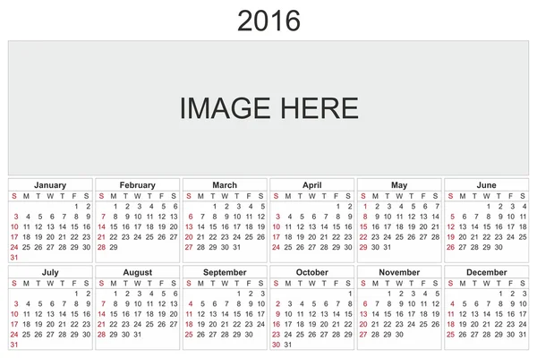 Calendrier 2016 sur fond blanc — Photo