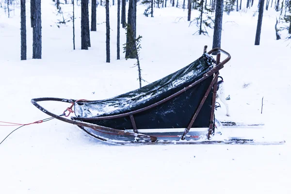 Blue sled on white snow — Stock Photo, Image