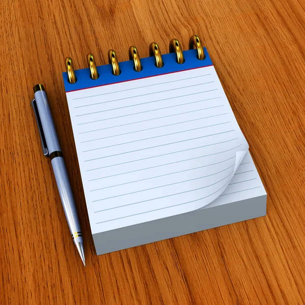 Notebook Pen Table Illustration — Stock Photo, Image