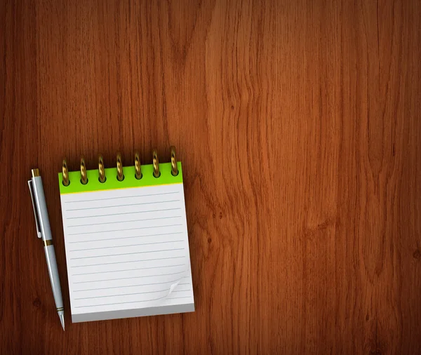 Cuaderno Con Pluma Sobre Una Mesa Ilustración — Foto de Stock