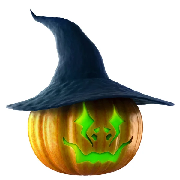 Halloween Dynia Magicznym Kapeluszem — Zdjęcie stockowe