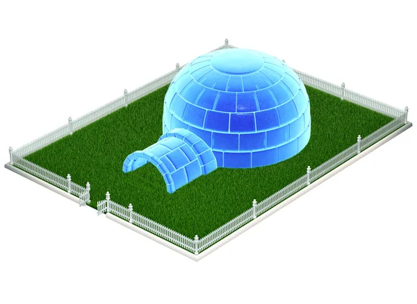 Igloo Casa Hierba Renderizar — Foto de Stock