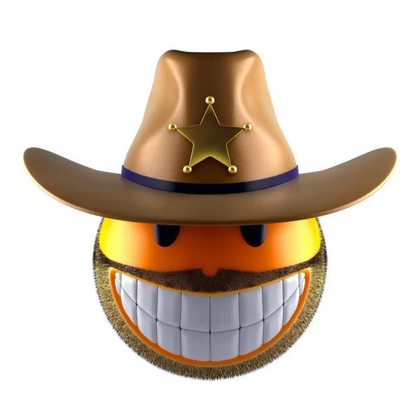 Sheriff Style Emoji Smile Sphere Render — Stock Photo, Image