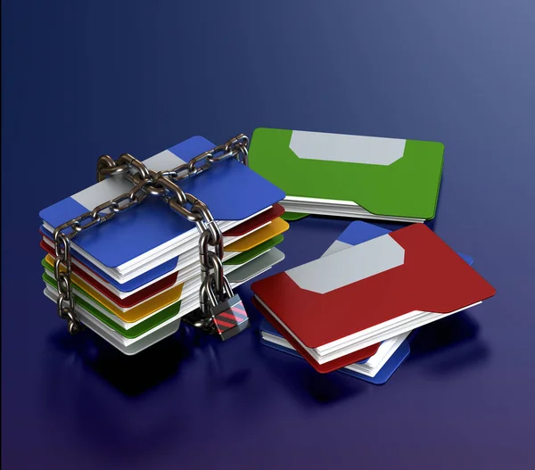 Secured File Folders Render — Stock Photo, Image