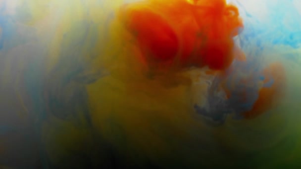Średni strzał abstrakcyjnej farby barwnej powoli mieszającej się w wodzie — Wideo stockowe