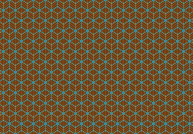 Koyu kahverengi arka plan üzerinde turuncu ve mavi elmas geometrik desen tasarımı. Pullar ve kıyafet pulları için ideal.