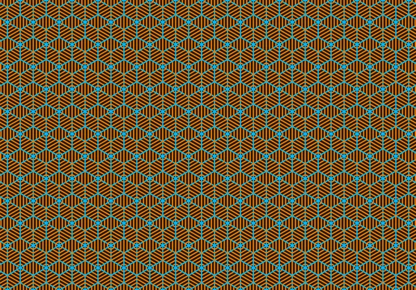 Koyu kahverengi arka plan üzerinde turuncu ve mavi elmas geometrik desen tasarımı. Pullar ve kıyafet pulları için ideal.